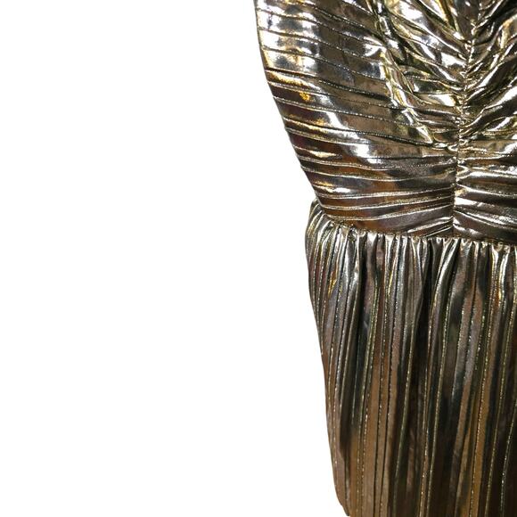 Michael Michael Kors Women's Gold Pleated Cocktail & Party Mini Dress Size 0 - Picture 5 of 9